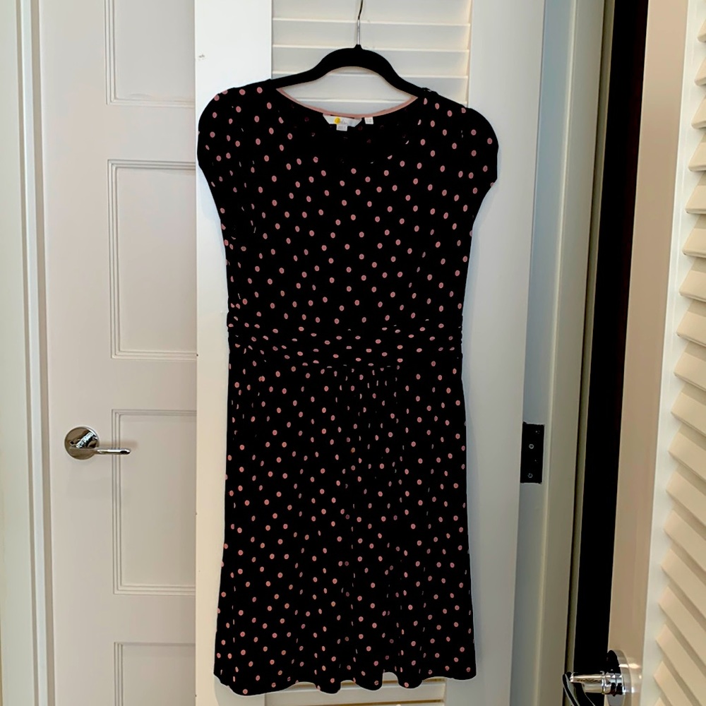 Boden Pink Polka Dot Dress with Pockets
